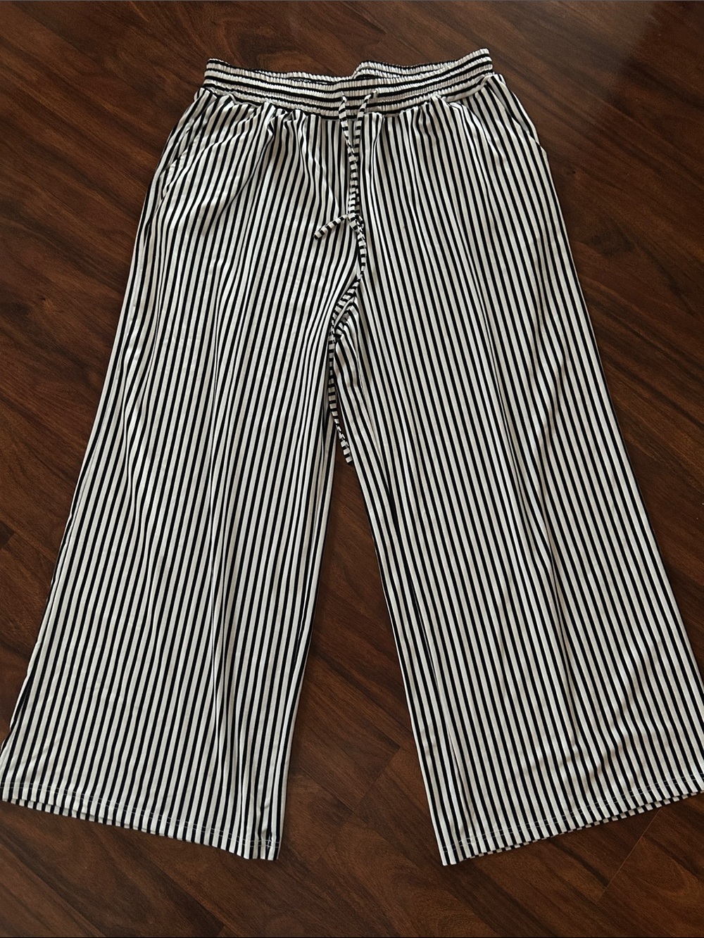 Acelitt women drawstring elastic waist wide leg pant with pockets